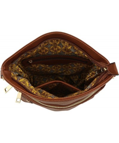 Triple Zip Pocket Large Crossbody Bag Brown $14.94 Crossbody Bags