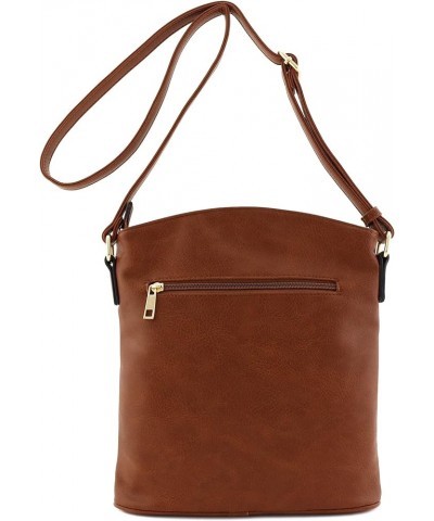 Triple Zip Pocket Large Crossbody Bag Brown $14.94 Crossbody Bags