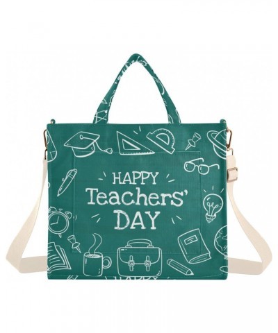 Teachers' Day Background Corduroy Tote Versatile Shoulder Bag for Women with Zipper Magnetic Clasp，S $12.98 Totes