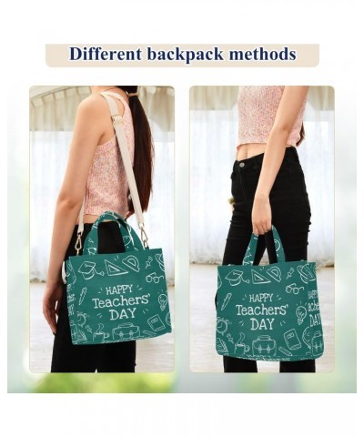 Teachers' Day Background Corduroy Tote Versatile Shoulder Bag for Women with Zipper Magnetic Clasp，S $12.98 Totes