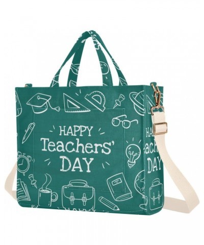 Teachers' Day Background Corduroy Tote Versatile Shoulder Bag for Women with Zipper Magnetic Clasp，S $12.98 Totes