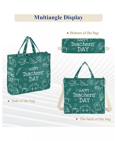 Teachers' Day Background Corduroy Tote Versatile Shoulder Bag for Women with Zipper Magnetic Clasp，S $12.98 Totes