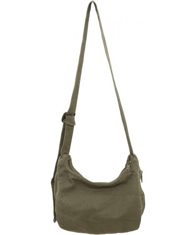 Canvas Hobo Messenger Shoulder Bag for Women Casual Crossbody Purse Travel Work Green $9.66 Crossbody Bags