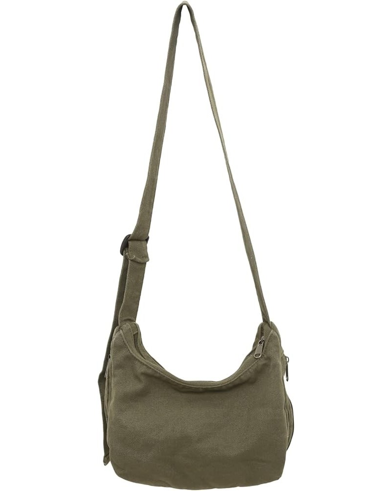 Canvas Hobo Messenger Shoulder Bag for Women Casual Crossbody Purse Travel Work Green $9.66 Crossbody Bags