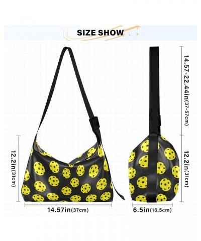 Crossbody Bag for Women Men Trendy Yellow Pickleballs Pattern Leather Casual Hobo Shoulder Bags Purses with Adjustable Strap ...