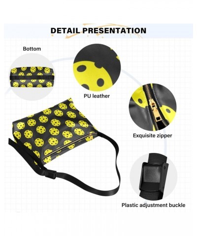 Crossbody Bag for Women Men Trendy Yellow Pickleballs Pattern Leather Casual Hobo Shoulder Bags Purses with Adjustable Strap ...