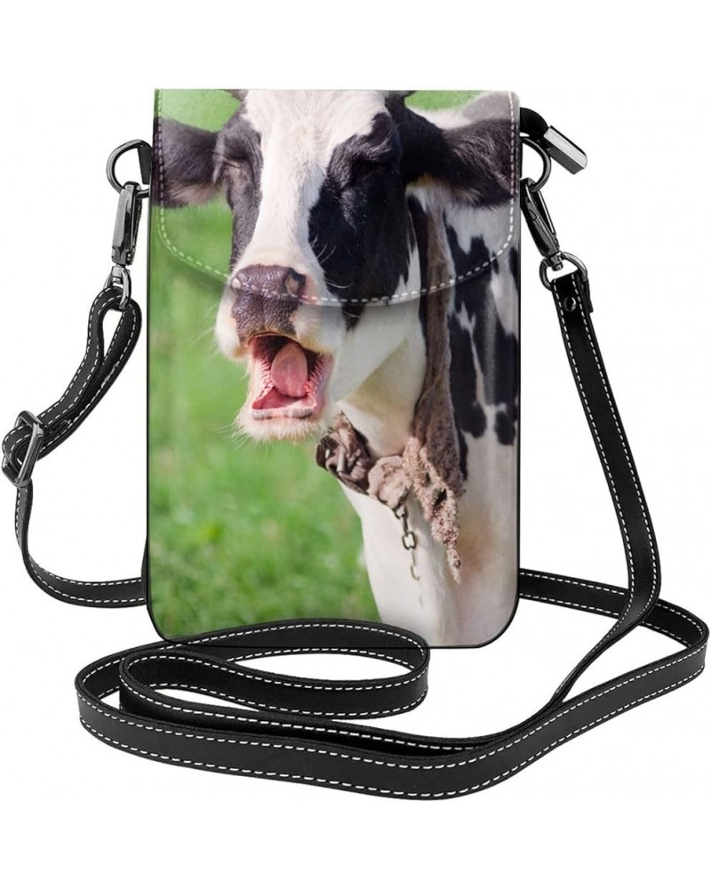 Small Crossbody Phone Bags for Women Leather Cell Phone Purse Lightweight Cell Phone Wallet Funny Cow $15.75 Crossbody Bags