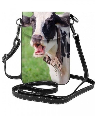 Small Crossbody Phone Bags for Women Leather Cell Phone Purse Lightweight Cell Phone Wallet Funny Cow $15.75 Crossbody Bags