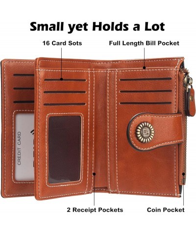 Small Women Leather Wallet RFID Blocking Wallets Womens Small Bifold Zipper Coin Pocket Wallet Credit Card Holder, Card Case ...