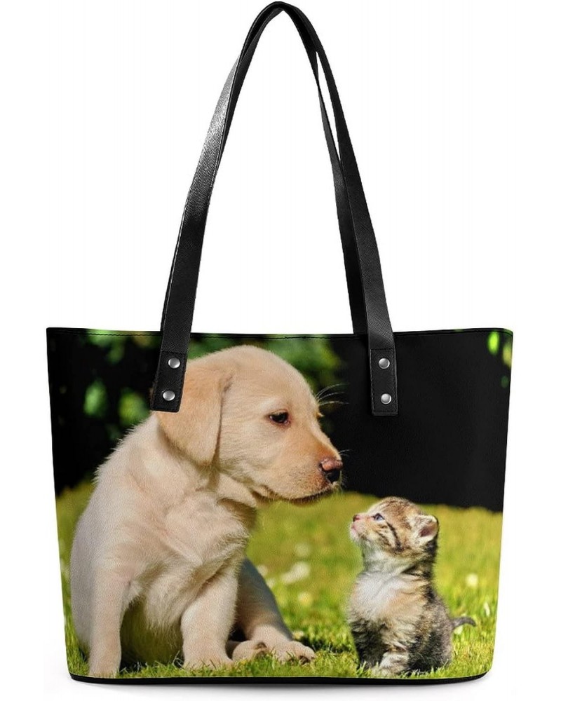 Womens Handbag Animals Dogs Cats Leather Tote Bag Top Handle Satchel Bags For Lady $19.59 Totes