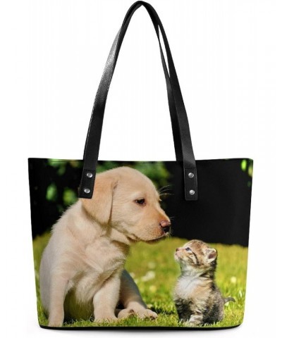 Womens Handbag Animals Dogs Cats Leather Tote Bag Top Handle Satchel Bags For Lady $19.59 Totes