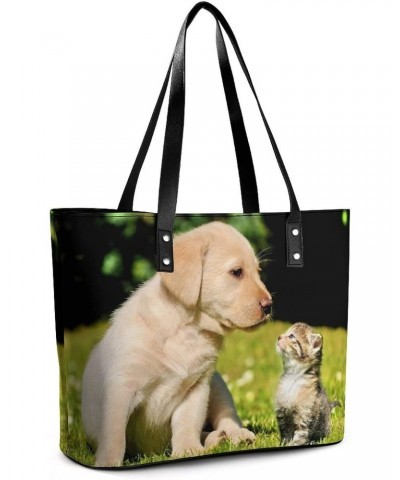 Womens Handbag Animals Dogs Cats Leather Tote Bag Top Handle Satchel Bags For Lady $19.59 Totes