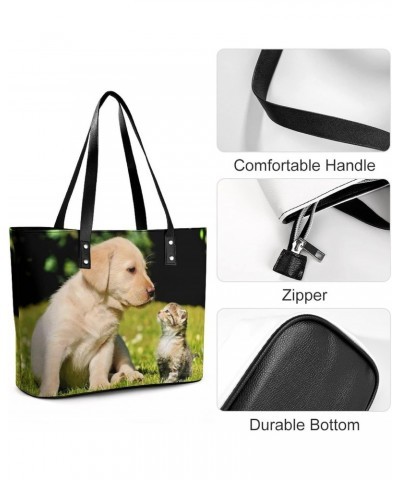 Womens Handbag Animals Dogs Cats Leather Tote Bag Top Handle Satchel Bags For Lady $19.59 Totes