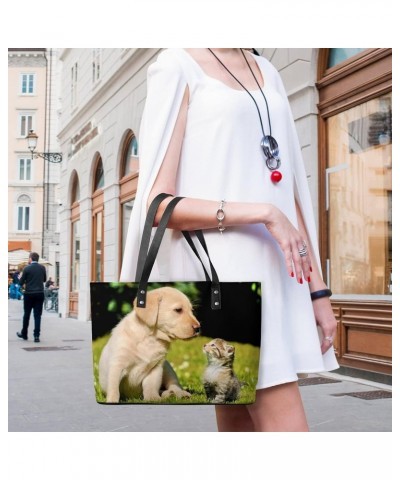 Womens Handbag Animals Dogs Cats Leather Tote Bag Top Handle Satchel Bags For Lady $19.59 Totes