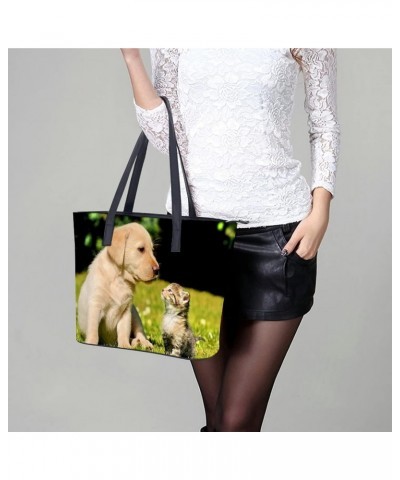 Womens Handbag Animals Dogs Cats Leather Tote Bag Top Handle Satchel Bags For Lady $19.59 Totes