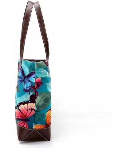 Butterfly Canvas Leather Mix Handbag - 13.3x4.7x12.2 in - Stylish and Spacious Women's Shoulder Bag $19.20 Shoulder Bags