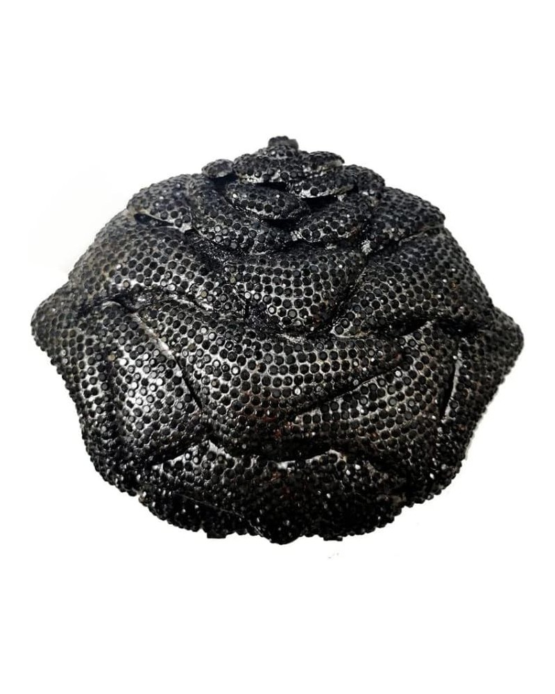 Fancy Rose Women Crystal Clutch Bags Wedding Rhinestone Classical Evening Bag Prom Cocktail Party Handbag and Purse Black $35...