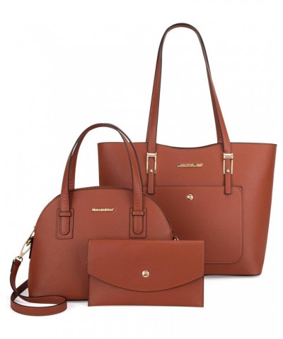 3PCS Purses for Women Tote Purse and Wallet Set Shoulder Satchel Bags Z Handbag Brown $15.20 Totes