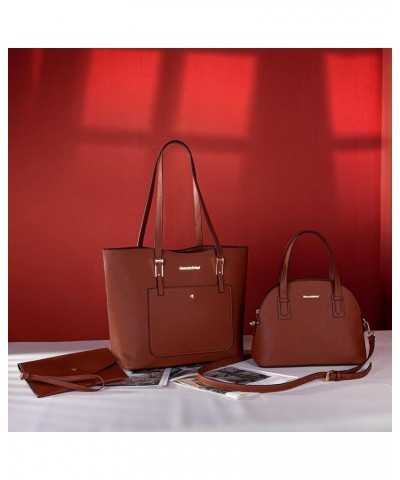 3PCS Purses for Women Tote Purse and Wallet Set Shoulder Satchel Bags Z Handbag Brown $15.20 Totes