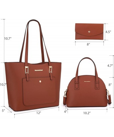 3PCS Purses for Women Tote Purse and Wallet Set Shoulder Satchel Bags Z Handbag Brown $15.20 Totes