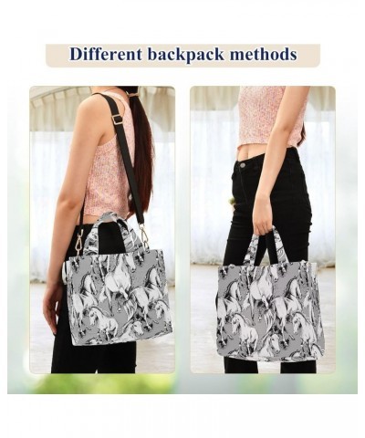 Women's Trendy Horses Black White Crossbody Satchel Bag Handbag for Work Travel Gym Shopping Multi05 $12.10 Satchels