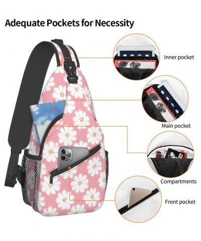 White Chrysanthemum Texture Chart Bag Crossbody Travel Hiking Bags Mini Chest Backpack Casual Shoulder Daypack For Women Men ...