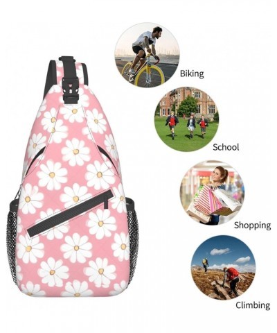 White Chrysanthemum Texture Chart Bag Crossbody Travel Hiking Bags Mini Chest Backpack Casual Shoulder Daypack For Women Men ...