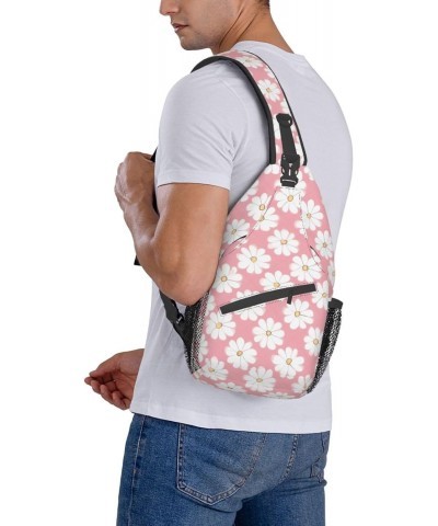 White Chrysanthemum Texture Chart Bag Crossbody Travel Hiking Bags Mini Chest Backpack Casual Shoulder Daypack For Women Men ...