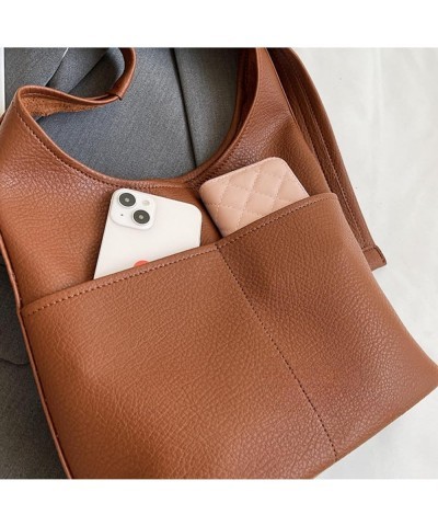 Bucket Leather Shoulder Bag for Women Underarm Tote Bag for Women Hobo Bags Handbags with Coin Purse (brown) Black $28.49 Totes