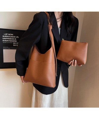 Bucket Leather Shoulder Bag for Women Underarm Tote Bag for Women Hobo Bags Handbags with Coin Purse (brown) Black $28.49 Totes