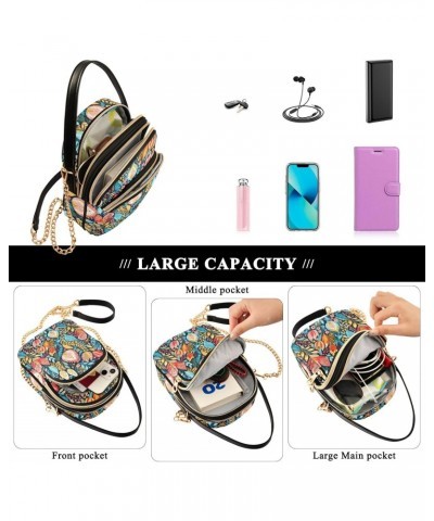 Flowers Floral Womens Sling Backpack Crossbody Chain Shoulder Bags Waist Packs Multipurpose Handbags for Travel Shopping Offi...