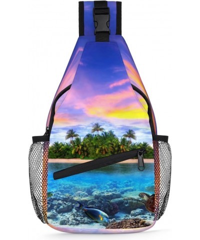 Summer Tropical Sea Sling Bag for Women Crossbody Backpack Purse Shoulder Casual Daypack Cross Body Bags for Travel Cycling H...