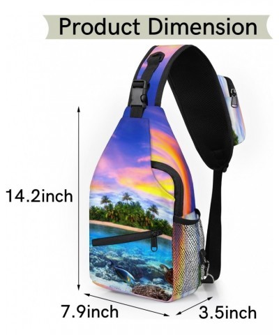 Summer Tropical Sea Sling Bag for Women Crossbody Backpack Purse Shoulder Casual Daypack Cross Body Bags for Travel Cycling H...