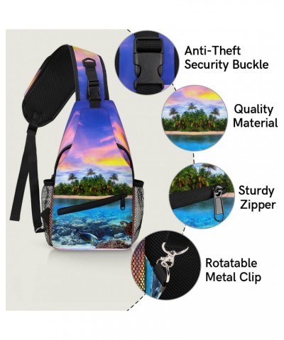 Summer Tropical Sea Sling Bag for Women Crossbody Backpack Purse Shoulder Casual Daypack Cross Body Bags for Travel Cycling H...