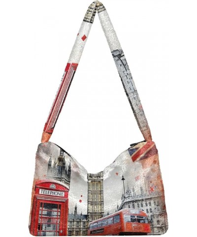 Fantasy World Flower Sea Shoulder Bag, Handbag Shoulder Bag, Crossbody Bookbag for Women London Red Bus With Big Ben-3 $10.24...