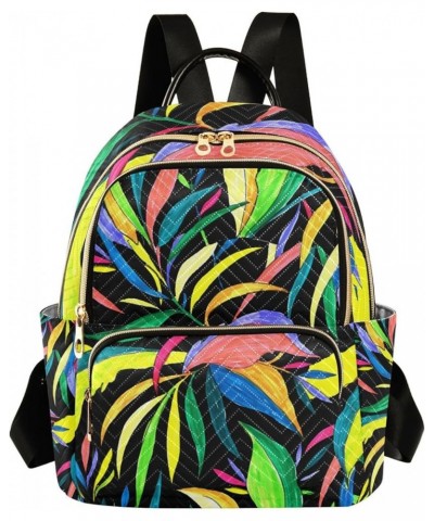 Women Backpack Rainbow Tropical Leaves Anti-Theft Travel Backpack with Luggage Belt Durable Lightweight Handbag Lady Purse Ro...