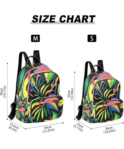 Women Backpack Rainbow Tropical Leaves Anti-Theft Travel Backpack with Luggage Belt Durable Lightweight Handbag Lady Purse Ro...