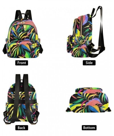 Women Backpack Rainbow Tropical Leaves Anti-Theft Travel Backpack with Luggage Belt Durable Lightweight Handbag Lady Purse Ro...