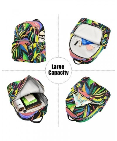 Women Backpack Rainbow Tropical Leaves Anti-Theft Travel Backpack with Luggage Belt Durable Lightweight Handbag Lady Purse Ro...