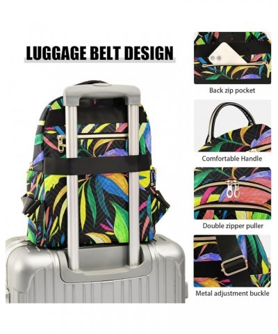 Women Backpack Rainbow Tropical Leaves Anti-Theft Travel Backpack with Luggage Belt Durable Lightweight Handbag Lady Purse Ro...