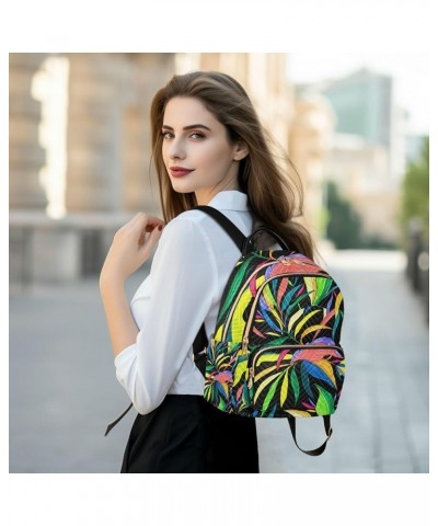 Women Backpack Rainbow Tropical Leaves Anti-Theft Travel Backpack with Luggage Belt Durable Lightweight Handbag Lady Purse Ro...