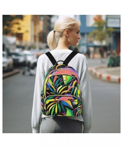 Women Backpack Rainbow Tropical Leaves Anti-Theft Travel Backpack with Luggage Belt Durable Lightweight Handbag Lady Purse Ro...