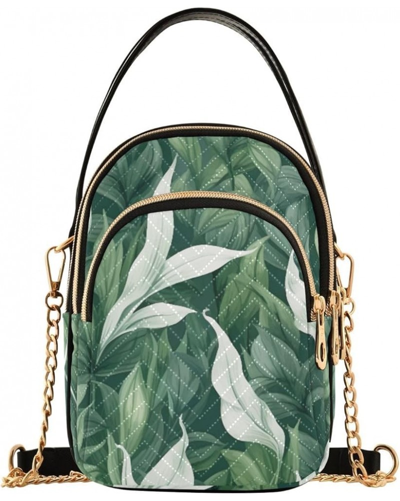 Green Plants and Leaves in Watercolor Crossbody Handbags, Triple Zip Crossbody Bag, Three Zipper Crossbody Bags Green and the...