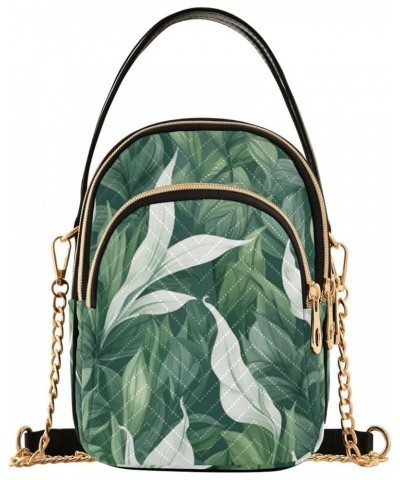 Green Plants and Leaves in Watercolor Crossbody Handbags, Triple Zip Crossbody Bag, Three Zipper Crossbody Bags Green and the...