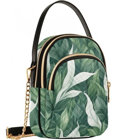 Green Plants and Leaves in Watercolor Crossbody Handbags, Triple Zip Crossbody Bag, Three Zipper Crossbody Bags Green and the...