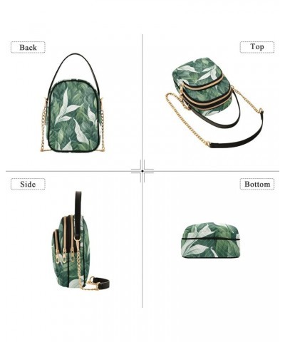 Green Plants and Leaves in Watercolor Crossbody Handbags, Triple Zip Crossbody Bag, Three Zipper Crossbody Bags Green and the...