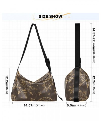 Mens Shoulder Bags Crossbody Vintage Seamless Pattern Brown Crossbody Bag Unisex Waterproof Cute Purse $15.18 Hobo Bags