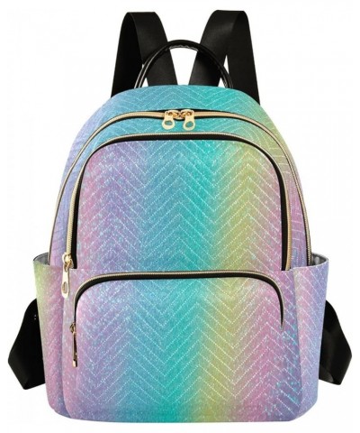 Mini Backpack for Women, Iridescent Rainbow Glitter Travel Backpack Purse for Ladies, Small Bookbag Daypack Shoulder Bag M A1...