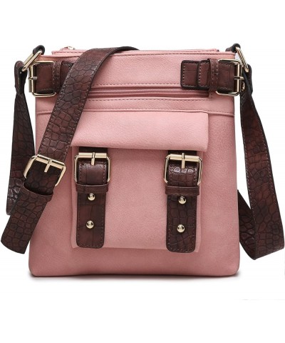 Women Lightweight Crossbody Bags Soft Vegan Leather Messenger Bag Shoulder Bag Travel Purse Pink $14.24 Crossbody Bags