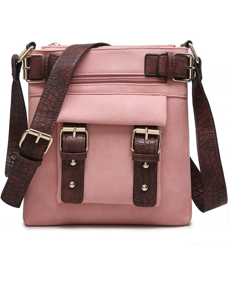 Women Lightweight Crossbody Bags Soft Vegan Leather Messenger Bag Shoulder Bag Travel Purse Pink $14.24 Crossbody Bags